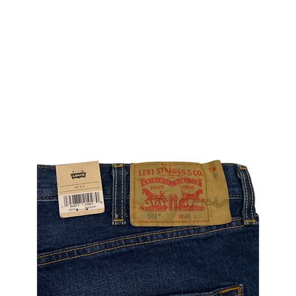 Levis 501 Jean Shorts 9” Mens Size 40 Blue Button Fly Original Fit Denim Stretch - Picture 3 of 10